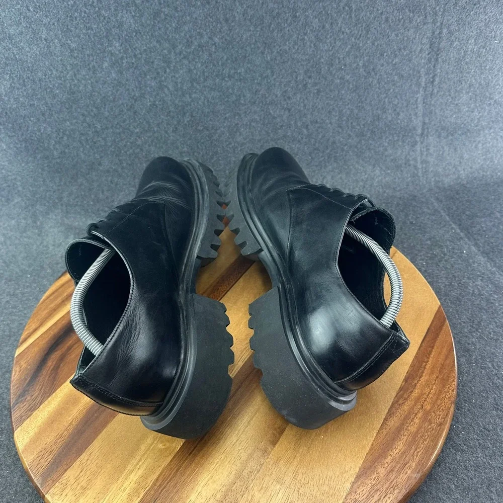 AllSaints Mens Black Leather Chunky Lug Sole Derby Jarred Shoes EU 44 US 11